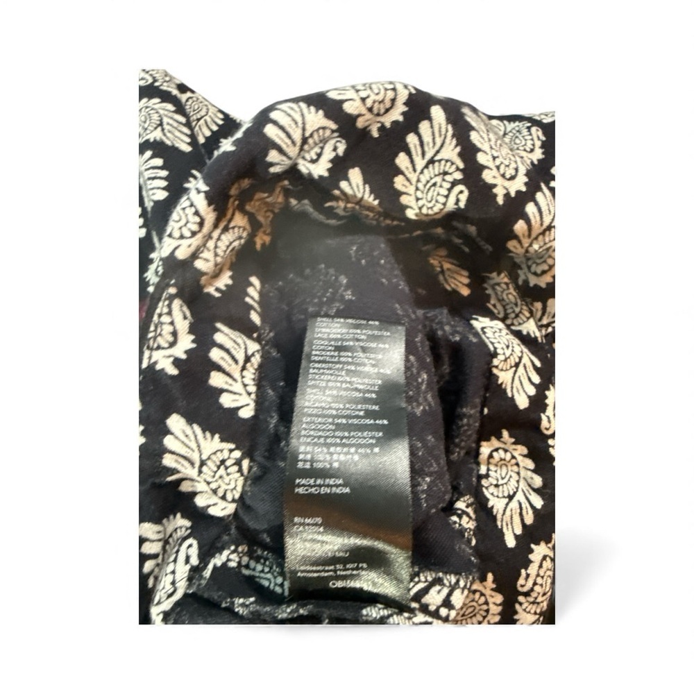 by Anthropologie: Black and White Paisley with Embroidered Flowers Jumper Size 2 - Picture 13 of 13